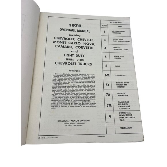1974 Chevrolet Overhaul Manual ST-333-74 (Cars & Light Duty Trucks) Vintage - Picture 4 of 9